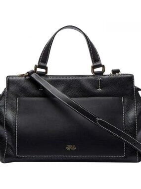 NWT Frances Valentine Anna Tumbled Leather Satchel Black - Gorgeous Bag!